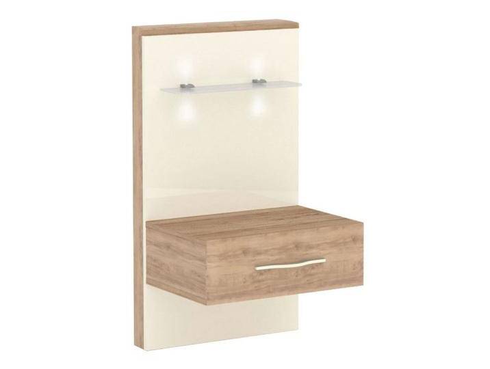 Nachtkommode für Bettanbau links Gataivai 11, Farbe: Beige Hochglanz / Walnuss - 100 x 56 x 47 cm (H x B x T) von easyMÖBEL