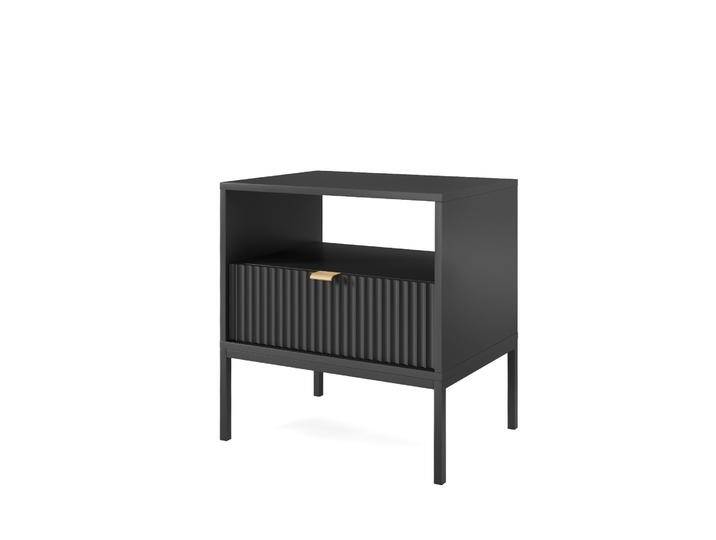 Nachtkommode im eleganten Design Worthing 44, Farbe: Schwarz / Gold - Abmessungen: 56 x 54 x 39 cm (H x B x T) von easyMÖBEL