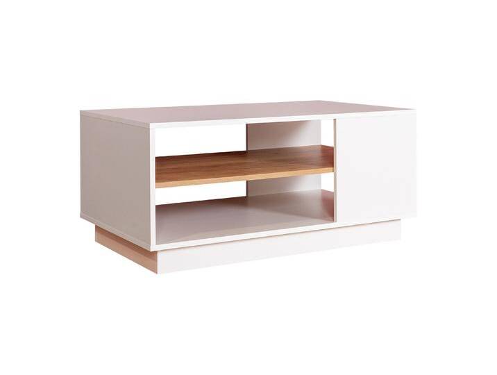 Rechteckiger Couchtisch mit zwei Ablagefächer Gremda 04, Eiche / Weiß, Maße: 100 x 60 x 46 cm, Moderner Stil, mit ABS Kantenschutz Rechteckiger Couchtisch mit zwei Ablagefächer Gremda 04, Eiche / Weiß, Maße: 100 x 60 x 46 cm, Moderner Stil, mit ABS Kantenschutz von easyMÖBEL