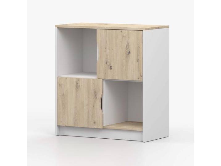 Regal 91 x 80 x 41 cm Eiche / Weiß Meneziou 01 4 Fächer griffloses Design 2 Drehtüren mit Holzoptik Zweifarbig kompakt Kinderrega Regal 91 x 80 x 41 cm Eiche / Weiß Meneziou 01 4 Fächer griffloses Design 2 Drehtüren mit Holzoptik Zweifarbig kompakt Kinderrega von easyMÖBEL