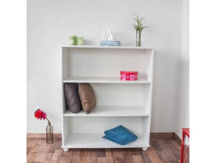 Regal Kiefer massiv Vollholz weiß lackiert Junco 52A - Abmessung 120 x 100 x 42 cm von easyMÖBEL