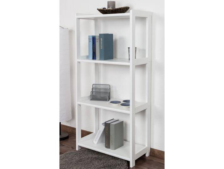 Regal Kiefer massiv Vollholz weiß lackiert Junco 56C - 125 x 60 x 30 cm (H x B x T) von easyMÖBEL