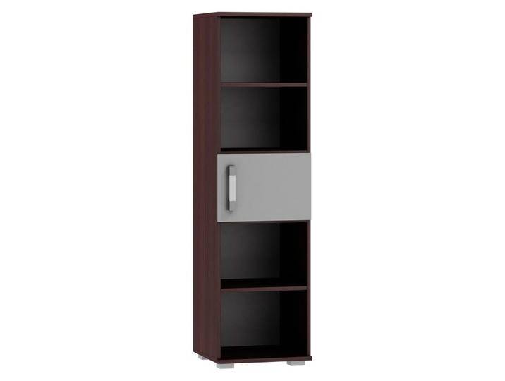 Regal Tabubil 16 Wenge / Grau 145 x 41 x 41 cm Modernes Standregal mit Tür & Einlegeböden Wohn- & Schlafzimmer von easyMÖBEL