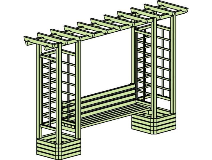 Rosenbogen Montana gerade mit Bank - Abmessung: 350 x 72 x 210 cm (B x T x H) von easyMÖBEL