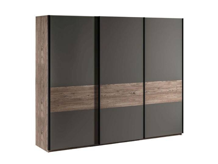 Schiebetürenschrank Albondon 03 Eiche/Anthrazit 222x269x64 cm 3 Schiebetüren Soft Close Viel Stauraum Modernes Design von easyMÖBEL