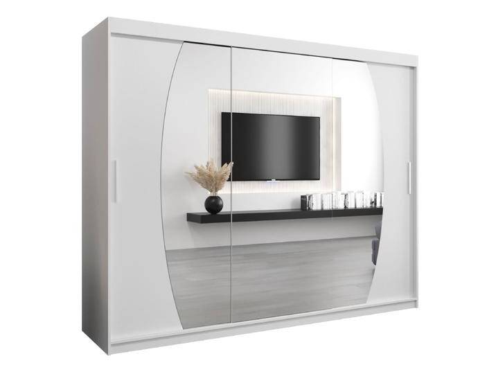 Schiebetürenschrank / Kleiderschrank Calvitero 06 mit Spiegel, Farbe: Weiß matt - Abmessungen: 200 x 250 x 62 cm ( H x B x T) von easyMÖBEL