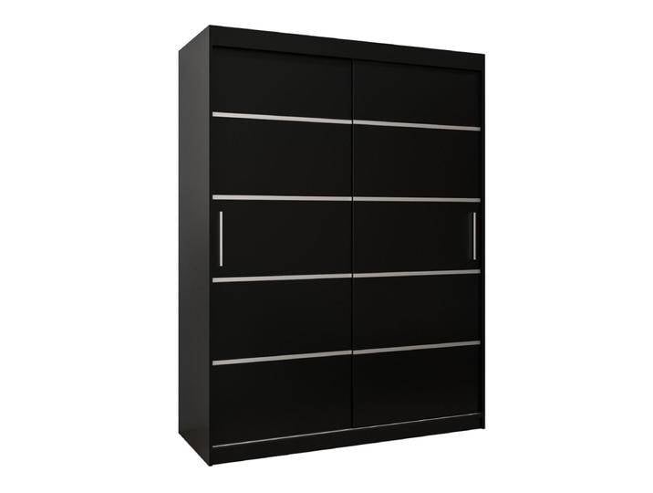 Schiebetürenschrank Jan 03A Kleiderschrank Schwarz 200x150x62 cm Platzsparend Modernes Design 2 Schiebetüren Viel Stauraum von easyMÖBEL
