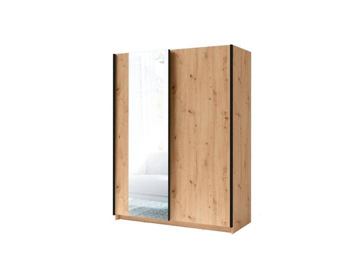 Schiebetürenschrank Nikea Kleiderschrank mit Schiebetüren Eiche Artisan 198x150x60 cm Viel Stauraum Platzsparend & Funktional von easyMÖBEL