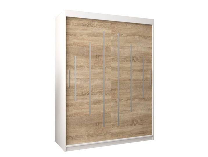 Schiebetürenschrank Pilatus 03 Kleiderschrank mit Schiebetüren Weiß matt & Eiche Sonoma 200x150x62 cm Modernes Design Viel Stauraum von easyMÖBEL