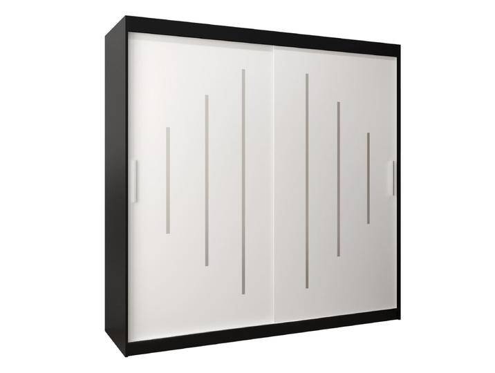 Schiebetürenschrank Pilatus 05 Kleiderschrank 200x200x62 cm Schwarz Weiß matt Laminierte Spanplatte 2 Schiebetüren 8 Einlegeböden von easyMÖBEL