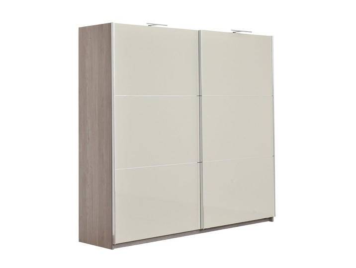 Schiebetürenschrank Sabadell 11 Kleiderschrank Eiche / Beige Hochglanz 222x229x64 cm Moderner Schwebetürenschrank Viel Stauraum von easyMÖBEL