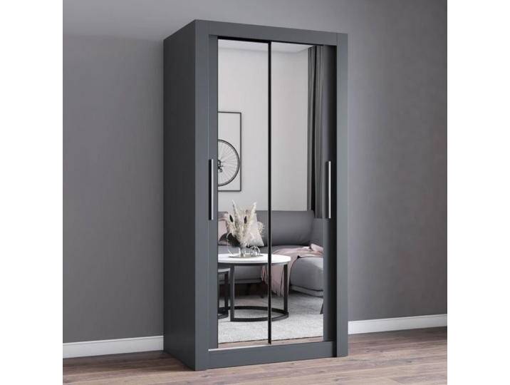 Schiebetürenschrank / Kleiderschrank mit Spiegel 200 x 100 x 64 cm Grau Biokovo 03 2 Türen 7 Fächer viel Stauraum Einfarbig eckig Schiebetürenschrank / Kleiderschrank mit Spiegel 200 x 100 x 64 cm Grau Biokovo 03 2 Türen 7 Fächer viel Stauraum Einfarbig eckig von easyMÖBEL