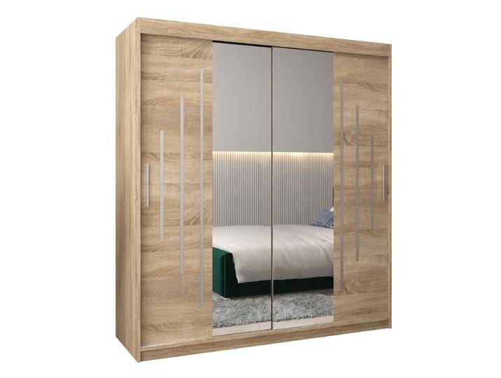 Schiebetürenschrank / Kleiderschrank mit Spiegel Tomlis 04A, Farbe: Eiche Sonoma - Abmessungen: 200 x 180 x 62 cm (H x B x T) von easyMÖBEL