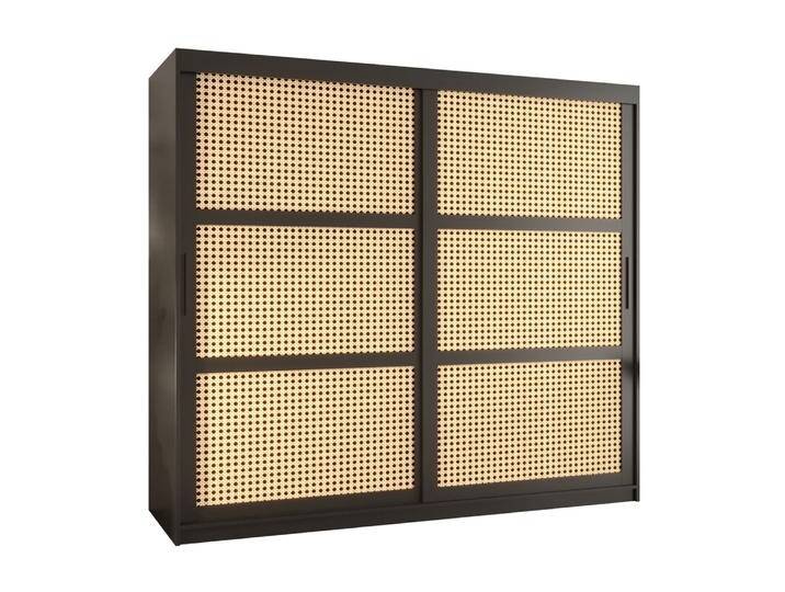Schiebetürenschrank mit genügend Stauraum Kasbek 10, Schwarz Matt, Maße: 200 x 200 x 62 cm, 10 Fächer, 2 Kleiderstangen, Griffe: Schwarz von easyMÖBEL