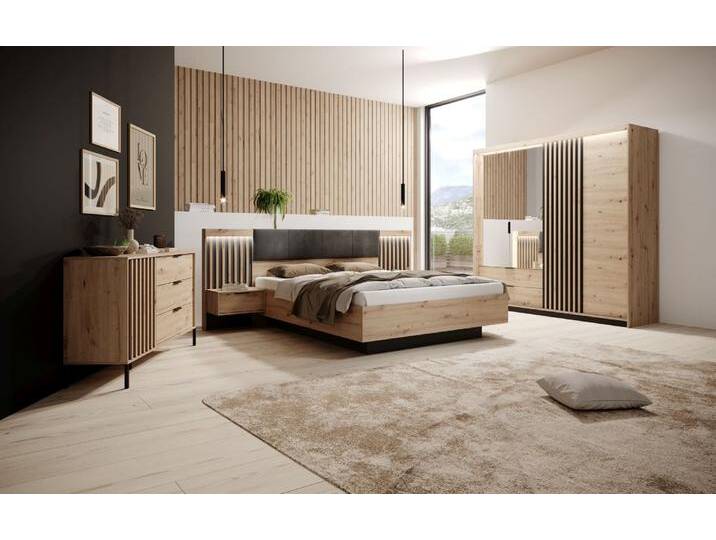 Schlafzimmer Komplett - Set A Chebba, 4-teilig, Farbe: Eiche Artisan / Anthrazit von easyMÖBEL