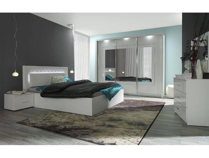Schlafzimmer Komplett - Set C Psara, 5-teilig, Farbe: Weiß Hochglanz / Alpinweiß Schlafzimmer Komplett - Set C Psara, 5-teilig, Farbe: Weiß Hochglanz / Alpinweiß von easyMÖBEL