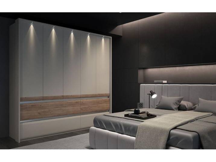 Schlafzimmer Komplett - Set F Papauta, 6-teilig, Kaschmir / Eiche dunkel von easyMÖBEL