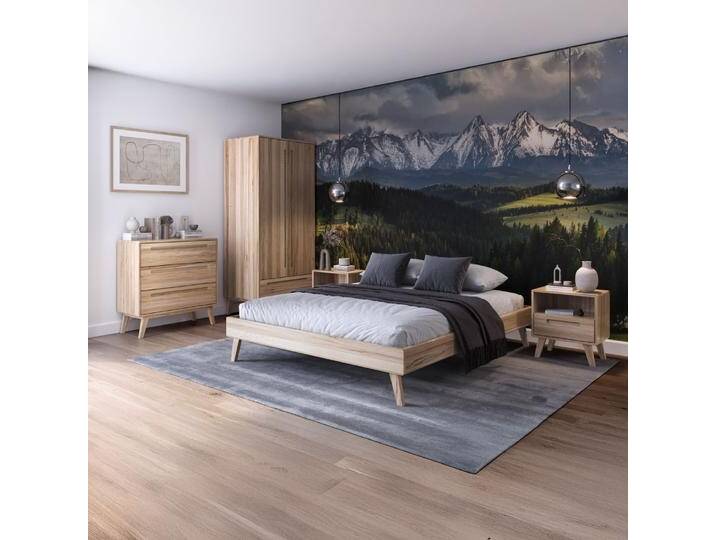 Schlafzimmer - Set D Engordany 5-teilig Farbe: Buche Buche Vollholz massiv lackiert 2 Nachtkommode 1 Doppelbett 1 Kommode 1 Kleidersc Schlafzimmer - Set D Engordany 5-teilig Farbe: Buche Buche Vollholz massiv lackiert 2 Nachtkommode 1 Doppelbett 1 Kommode 1 Kleidersc von easyMÖBEL