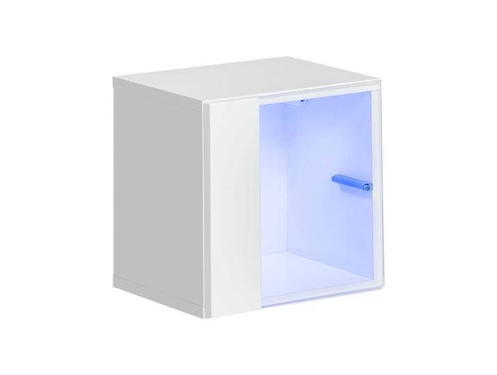 Schlichte Hängevitrine mit blauer LED-Beleuchtung Möllen 13, Farbe: Weiß - Abmessungen: 30 x 30 x 25 cm (H x B x T), mit Push-to-open Funktion von easyMÖBEL