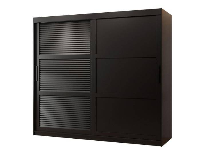 Schlichter Schiebetürenschrank Täschhorn 22, Schwarz Matt, Maße: 200 x 200 x 62 cm, Griffe: Schwarz, 10 Fächer, Führungen aus Aluminium Schlichter Schiebetürenschrank Täschhorn 22, Schwarz Matt, Maße: 200 x 200 x 62 cm, Griffe: Schwarz, 10 Fächer, Führungen aus Aluminium von easyMÖBEL