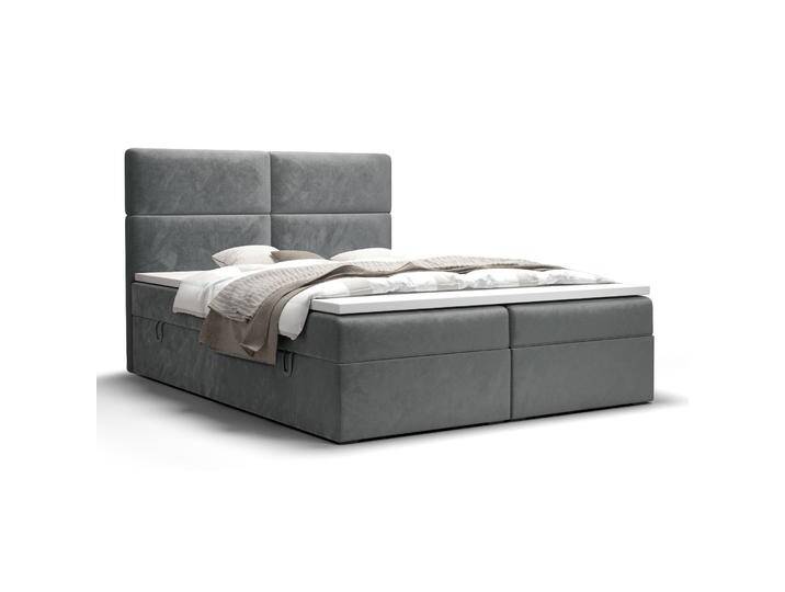 Schlichtes Boxspringbett mit zwei Stauräume Pirin 34, Farbe: Grau - Liegefläche: 140 x 200 cm (B x L) von easyMÖBEL