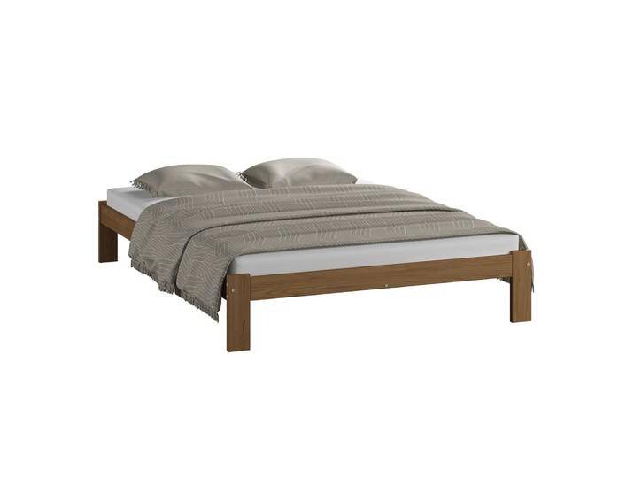 Schlichtes Jugendbett Erts 19 Kiefer Vollholz massiv Eiche-Optik 140x200 cm Liegefläche Modernes Design Stabile Verarbeitung von easyMÖBEL