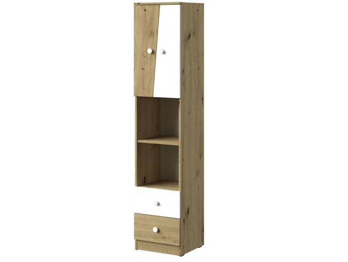 Schrank Sirte 05, Farbe: Eiche / Weiß matt - Abmessungen: 190 x 40 x 40 cm (H x B x T) von easyMÖBEL