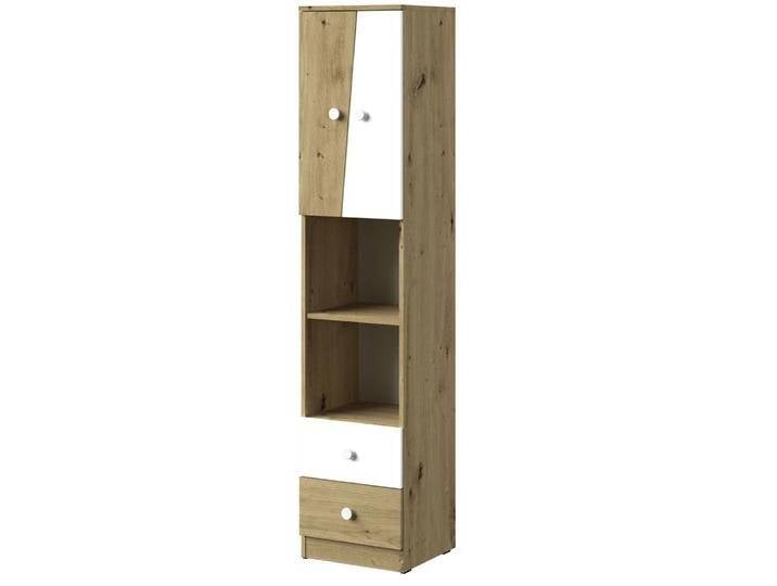 Schrank Sirte 05, Farbe: Eiche / Weiß matt - Abmessungen: 190 x 40 x 40 cm (H x B x T) von easyMÖBEL