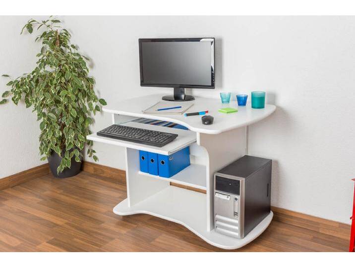 Schreibtisch Kiefer massiv Vollholz weiß lackiert Junco 197 - Abmessungen: 75 x 100 x 60 cm (H x B x T) von easyMÖBEL