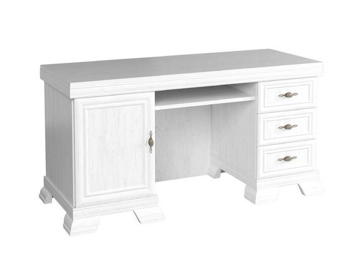 Schreibtisch Sentis 06, Farbe: Kiefer Weiß - 75 x 149 x 61 cm (H x B x T) von easyMÖBEL