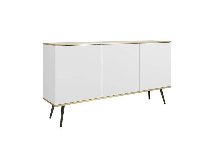 Sideboard / Kommode mit Push-to-open Funktion Horsham 55, Farbe: Weiß, ABS-Kantenschutz, Beine: Schwarz, sechs Fächer, einfaches und modernes Desig Sideboard / Kommode mit Push-to-open Funktion Horsham 55, Farbe: Weiß, ABS-Kantenschutz, Beine: Schwarz, sechs Fächer, einfaches und modernes Desig von easyMÖBEL