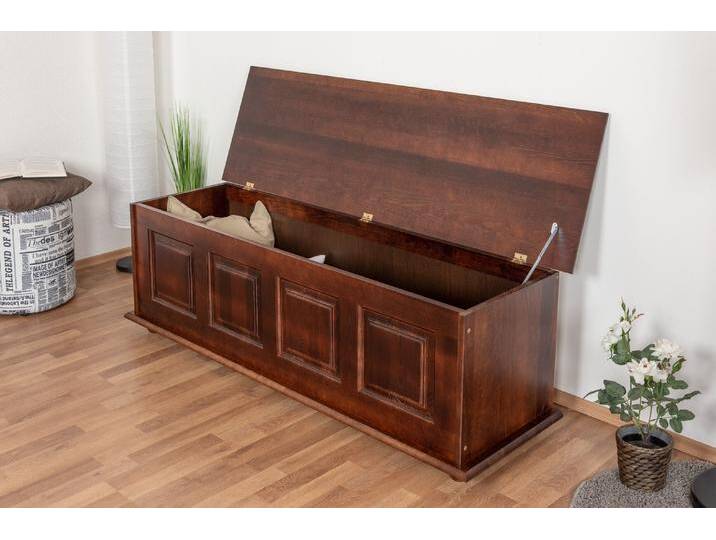 Sitzbank mit Stauraum Kiefer massiv Vollholz Walnussfarben 179 – Abmessungen: 50 x 154 x 46 cm (H x B x T) von easyMÖBEL