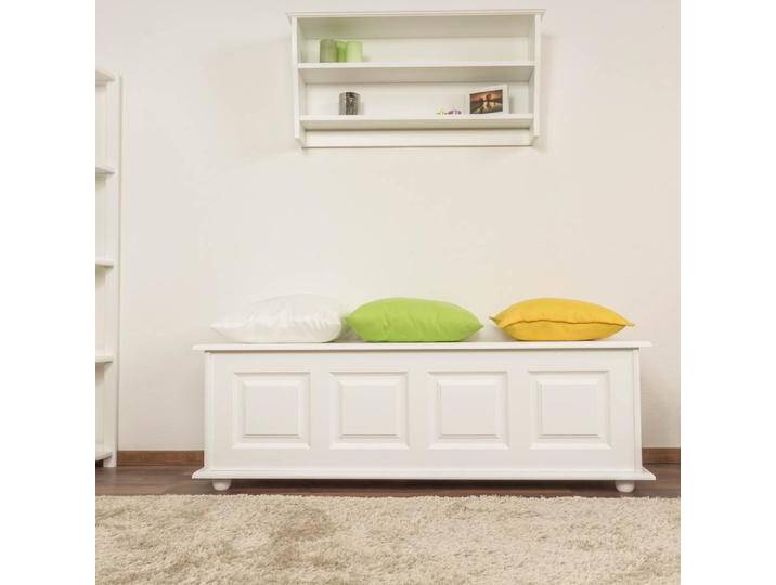 Sitzbank mit Stauraum Kiefer massiv Vollholz weiß lackiert 179 – 50 x 154 x 46 cm (H x B x T) von easyMÖBEL