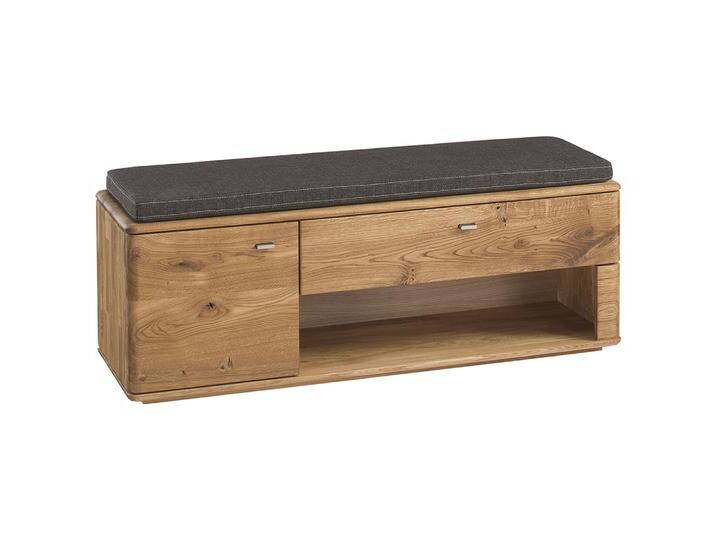 Sitzbank mit Stauraum Lencois 07, Farbe: Natur, Eiche massiv – 49 x 127 x 39 (H x B x T) von easyMÖBEL