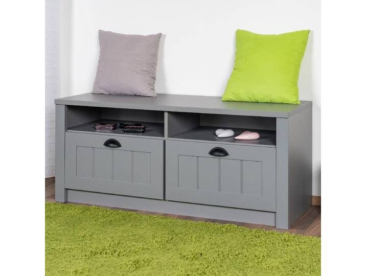 Sitzbank mit Stauraum Segnas 05, Farbe: Grau - 49 x 111 x 43 cm (H x B x T) von easyMÖBEL