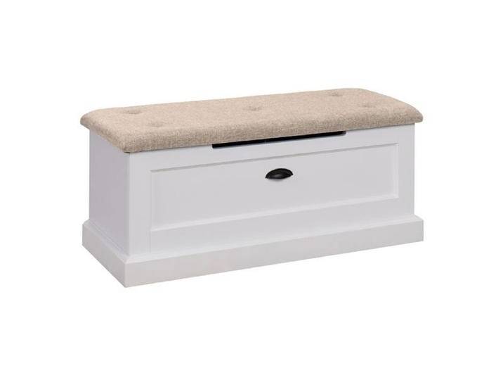 Sitzbank mit Stauraum Veternik 02, Farbe: Weiß / Braun - Abmessungen: 40 x 100 x 42 cm (H x B x T) von easyMÖBEL