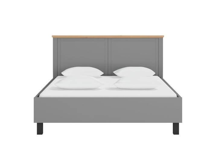 Stabiles Doppelbett Banat 15, Farbe: Graphitgrau / Eiche Artisan, ABS-Kantenschutz, lange Lebensdauer, Liegefläche: 160 x 200 cm, Beine: Metall von easyMÖBEL