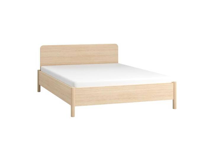 Stabiles Doppelbett Aegir 14 mit geradem Kopfteil Eiche 160x200 cm Liegefläche Lattenrost inkl. Lift up Scharniere Skandinavisches Design von easyMÖBEL