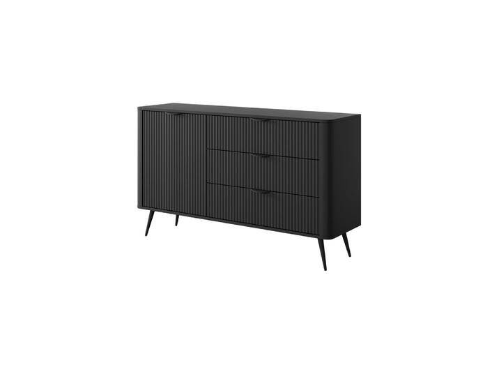 Stilvolle Kommode / Sideboard mit zwei Fächer Sloughia 11, drei Schubladen, ABS-Kantenschutz, Farbe: Schwarz, Maße: 81 x 138 x 38 cm, elegantes Des Stilvolle Kommode / Sideboard mit zwei Fächer Sloughia 11, drei Schubladen, ABS-Kantenschutz, Farbe: Schwarz, Maße: 81 x 138 x 38 cm, elegantes Des von easyMÖBEL