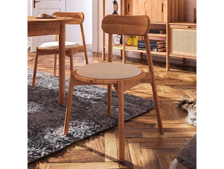 Stuhl, 2er Set, Wellsford 56 Kernbuche massiv geölt - Abmessungen: 80 x 47 x 50 cm (H x B x T) von easyMÖBEL