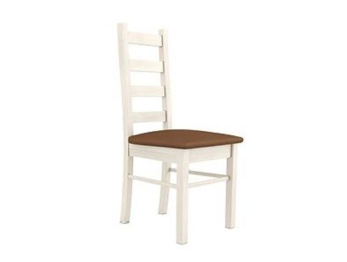 Stuhl Badile 19 Kiefer Weiß Braune Polsterung 100 x 40 x 43 cm (H x B x T) Landhausstil Komfort & Design von easyMÖBEL