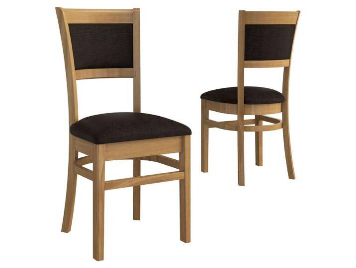 Stuhl Belica 04 Eiche natur / Schwarz teilmassiv 93 x 46 x 55 cm (H x B x T) Modernes Design Massivholz-Füße Gepolsterte Sitzfläche von easyMÖBEL