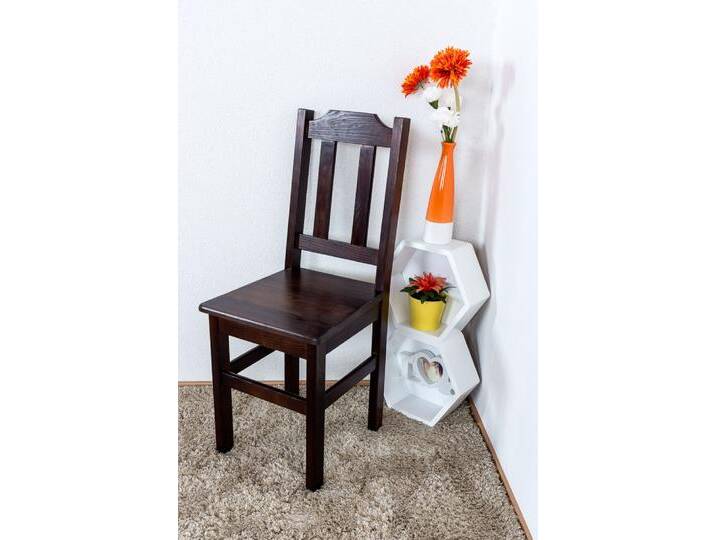 Stuhl Kiefer massiv Vollholz Walnussfarben Rustikal Junco 248 - Abmessungen: 91 x 35 x 44 cm (H x B x T) von easyMÖBEL