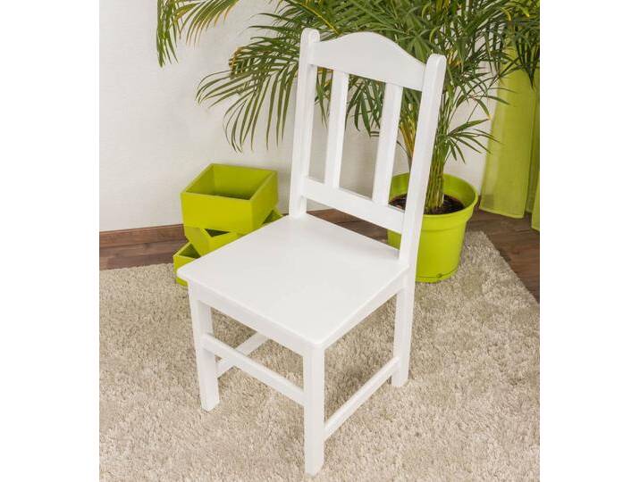 Stuhl Kiefer massiv Vollholz weiß lackiert Junco 247- Abmessung 95 x 44 x 46 cm von easyMÖBEL