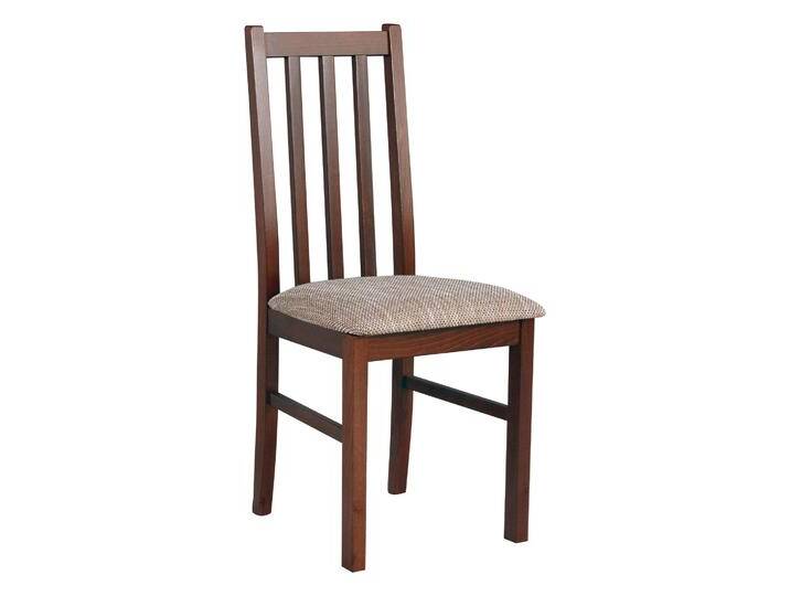 Stuhl SIGULDA mit gepolsterter Sitzfläche, aus T-25 Schaum, Sitzhöhe von 47 cm, Buchenholz Konstruktion, Holzfarbe Nuss, klassischer Esszimmerstuhl von easyMÖBEL
