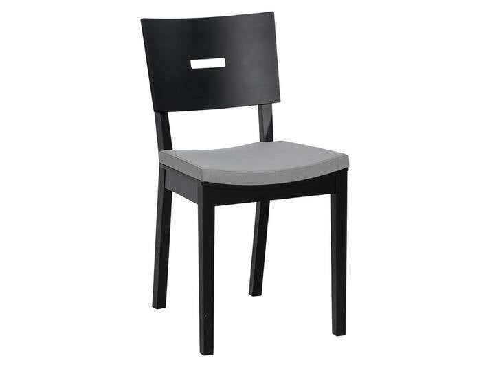 Stuhl gepolstert, Eiche massiv, Farbe: Schwarz - Abmessungen: 86 x 43 x 50 cm (H x B x T) von easyMÖBEL