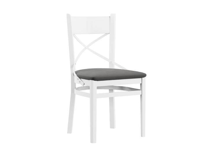 Stuhl im Klassischen Design Balmhorn 07, Buchenholz Vollholz massiv, Farbe: Kiefer Weiß / Graue Polsterung - Abmessungen: 87 x 43 x 50 cm (H x B x T Stuhl im Klassischen Design Balmhorn 07, Buchenholz Vollholz massiv, Farbe: Kiefer Weiß / Graue Polsterung - Abmessungen: 87 x 43 x 50 cm (H x B x T von easyMÖBEL