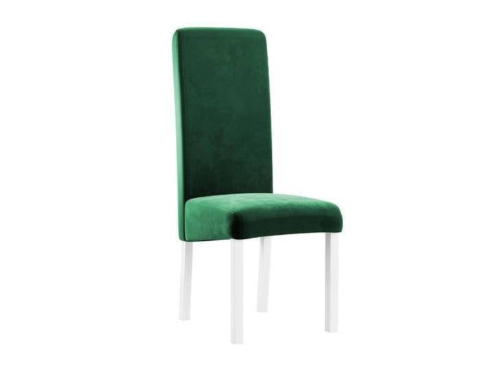 Stuhl mit Polsterung Born 04, Buchenholz Vollholz massiv, Farbe: Weiß / Grüne Polsterung - Abmessungen: 99 x 46 x 59 cm (H x B x T) von easyMÖBEL