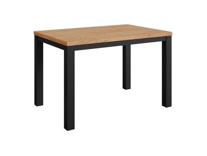 Stylischer Esstisch Varbas 02, zweifarbig, Eiche Gold Craft / Mattschwarz, 120 x 80 cm, robuste Konstruktion, langlebiger Küchentisch, modern von easyMÖBEL