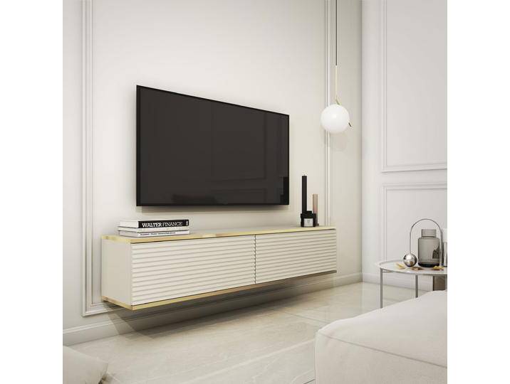 TV-Möbel mit Push-to-open Funktion Horsham 03 Beige 30x135x32 cm Modernes Design Viel Stauraum Laminierte Oberfläche von easyMÖBEL